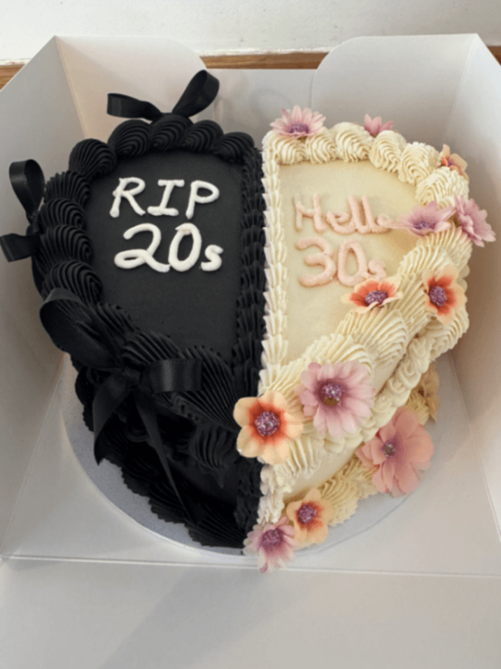 30s heart cake